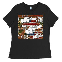 Black dad life fist bump seamless pattern Ladies Tee - HRA Design Shop