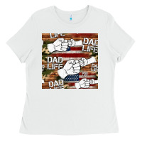 White dad life fist bump seamless pattern Ladies Tee - HRA Design Shop