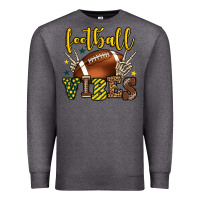 Charcoal Heather Football vibes yellow and green team color Premium Sweatshirt - HowdyJamesFarm
