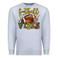 Heather Grey Football vibes yellow and green team color Premium Sweatshirt - HowdyJamesFarm