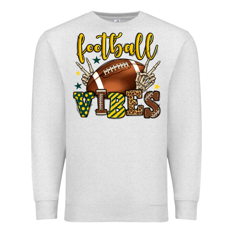 Football Vibes Yellow And Green Team Color Premium Sweatshirt by HowdyJamesFarm | Teevron
