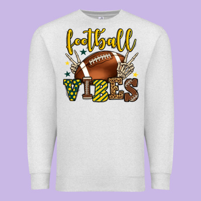 Football Vibes Yellow And Green Team Color Premium Sweatshirt Designed By Howdyjamesfarm
