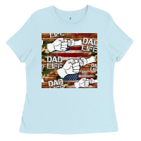 Baby Blue dad life fist bump seamless pattern Ladies Tee - HRA Design Shop