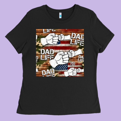Dad Life Fist Bump Seamless Pattern Ladies Tee Designed By Hra Design Shop