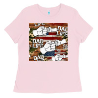Bubblegum Pink dad life fist bump seamless pattern Ladies Tee - HRA Design Shop