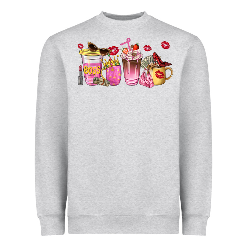 Boss Lady Coffee Cups Heavyweight Sweatshirt by NancyCooperArtShop | Teevron