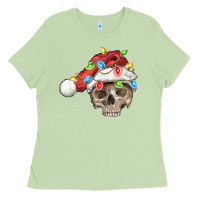 Matcha Christmas skull with santa hat Ladies Tee - FaDigitalArtStudio