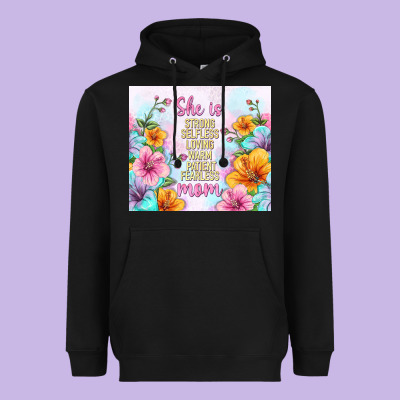 She Is Mom With Flowers Heavyweight Hoodie Designed By Tumblerdesignbyshophia