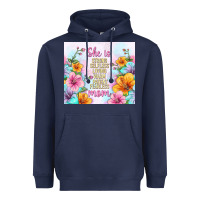 Navy she is mom with flowers Heavyweight Hoodie - TumblerDesignByShophia