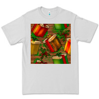 Dove Grey christmas gift box seamless pattern Premium Tee - BundleAndBundleShop