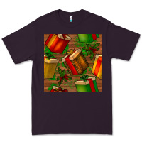 Plum christmas gift box seamless pattern Premium Tee - BundleAndBundleShop