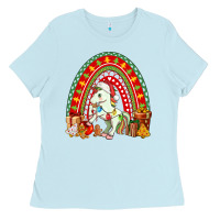 Baby Blue Christmas Unicorn Rainbow Ladies Tee - FaDigitalArtStudio
