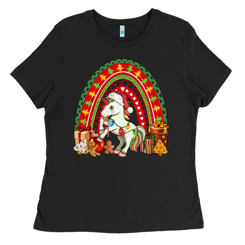 Christmas Unicorn Rainbow Ladies Tee by FaDigitalArtStudio | Teevron
