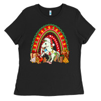 Black Christmas Unicorn Rainbow Ladies Tee - FaDigitalArtStudio