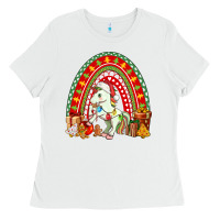White Christmas Unicorn Rainbow Ladies Tee - FaDigitalArtStudio