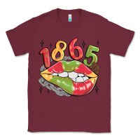 Burgundy 1865 juneteenth lips Classic Tee - MaliasSmallBusiness