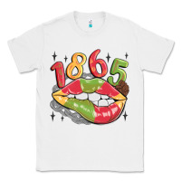 White 1865 juneteenth lips Classic Tee - MaliasSmallBusiness
