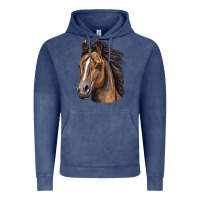Vintage Denim quarter horse portrait Vintage Hoodie - LillyAllenDesigns
