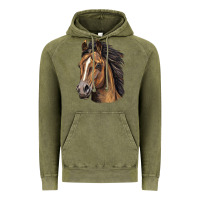 Vintage Olive quarter horse portrait Vintage Hoodie - LillyAllenDesigns