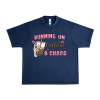 Navy running on caffeine & chaos Urban Heavy Tee - MaliasSmallBusiness