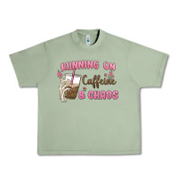 Oil Green running on caffeine & chaos Urban Heavy Tee - MaliasSmallBusiness