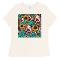 Bone cute pig with patches seamless pattern Ladies Tee - HRA Design Shop