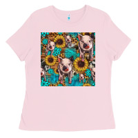 Bubblegum Pink cute pig with patches seamless pattern Ladies Tee - HRA Design Shop