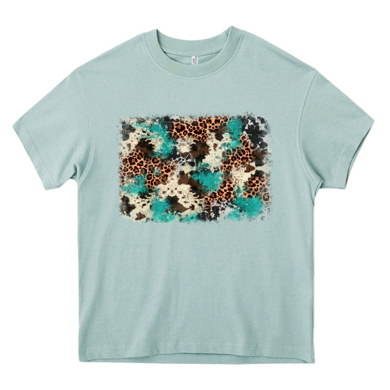 Turquoise Glitter Cowhide Background Heavy Core Tee by BarkalooDesign | Teevron