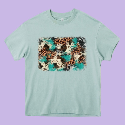 Turquoise Glitter Cowhide Background Heavy Core Tee Designed By Barkaloodesign
