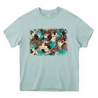 Arona turquoise glitter cowhide background Heavy Core Tee - BarkalooDesign