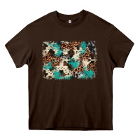 Chocolate Brown turquoise glitter cowhide background Heavy Core Tee - BarkalooDesign