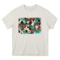 Cream turquoise glitter cowhide background Heavy Core Tee - BarkalooDesign