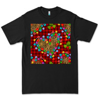 Black christmas lights and leopard hearts seamless pattern Premium Tee - BundleAndBundleShop
