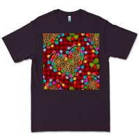 Plum christmas lights and leopard hearts seamless pattern Premium Tee - BundleAndBundleShop