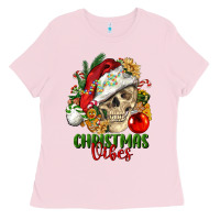 Christmas Vibes Human Skull Ladies Tee | Teevron