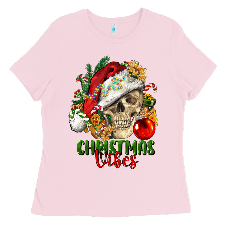 Christmas Vibes Human Skull Ladies Tee by FaDigitalArtStudio | Teevron