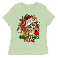 Matcha Christmas Vibes Human Skull Ladies Tee - FaDigitalArtStudio