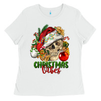 White Christmas Vibes Human Skull Ladies Tee - FaDigitalArtStudio