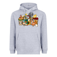 Heather Grey Chicken coffee cups Heavyweight Hoodie - HowdyJamesFarm