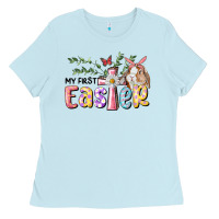 Baby Blue My First Easter Bunny Ladies Tee - RanaPortraitStore