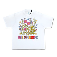 White wildflower malias Urban Heavy Tee - MaliasSmallBusiness