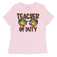 Bubblegum Pink teacher of duty Ladies Tee - CowhideDigitalArt