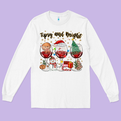 Tipsy And Bright Christmas Long Sleeve Tee Designed By Maliassmallbusiness