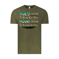 Vintage Olive holy enough to pray for you hood enough to swing o Vintage Tee - MaliasSmallBusiness