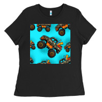 Black monster truck pre teen seamless pattern Ladies Tee - HRA Design Shop