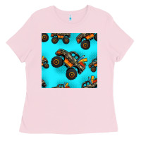Bubblegum Pink monster truck pre teen seamless pattern Ladies Tee - HRA Design Shop