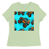 Matcha monster truck pre teen seamless pattern Ladies Tee - HRA Design Shop