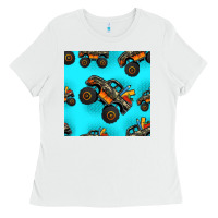 White monster truck pre teen seamless pattern Ladies Tee - HRA Design Shop