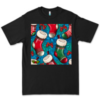 Black christmas socks seamless pattern Premium Tee - BundleAndBundleShop