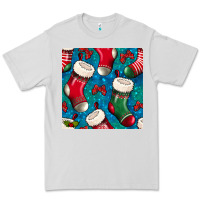 Dove Grey christmas socks seamless pattern Premium Tee - BundleAndBundleShop